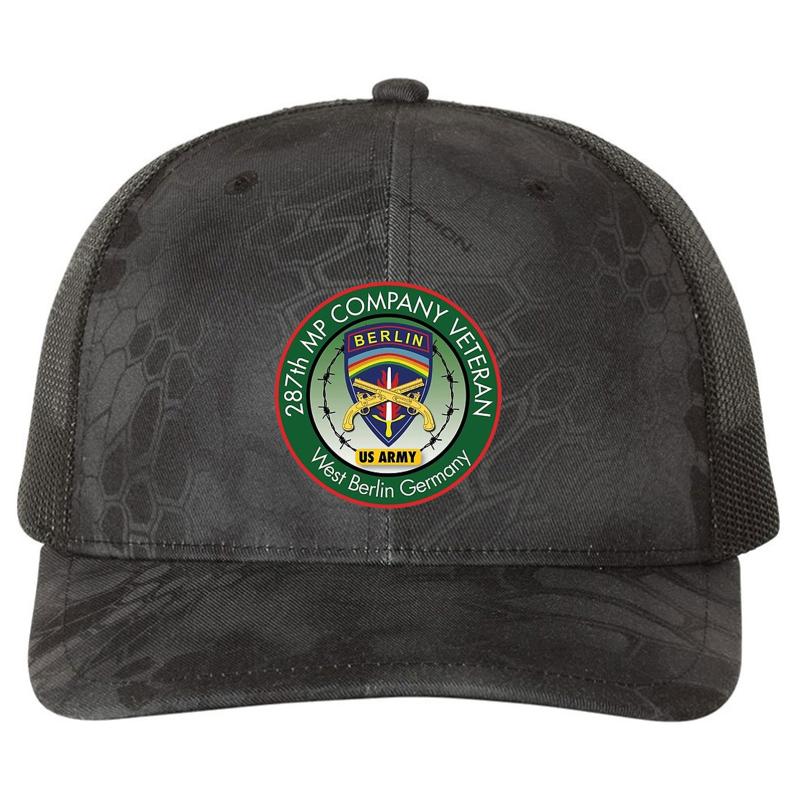 287Th Mp Company Berlin Veteran Unit Patch Richardson Premium Trucker Snapback Cap  Kryptek Typhon Black