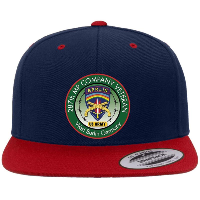 287Th Mp Company Berlin Veteran Unit Patch Premium Flat Bill Snapback Cap  Navy