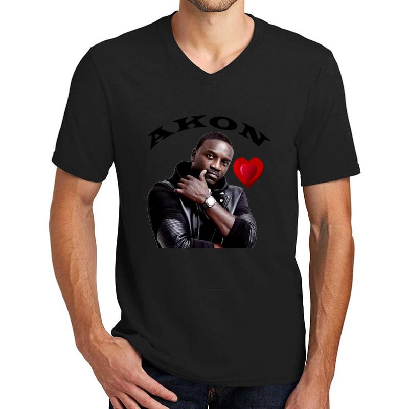 Akon Unisex V-Neck T-Shirt Men Black