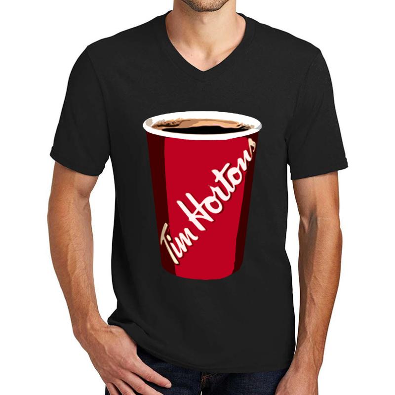 Tim Horton's Cup Unisex V-Neck T-Shirt Men Black