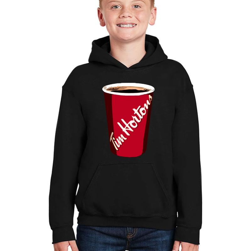 Tim Horton's Cup Youth Hooded Sweatshirt Boy Black