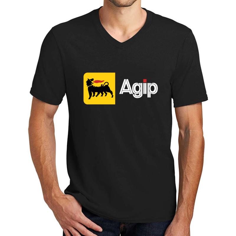 Agip Engine Oils Car Unisex V-Neck T-Shirt Men Black