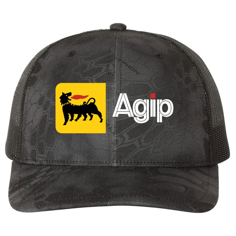 Agip Engine Oils Car Richardson Premium Trucker Snapback Cap  Kryptek Typhon Black