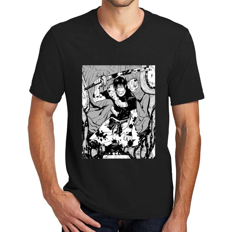 Toji Fushiguro Manga Panel Unisex V-Neck T-Shirt Men Black