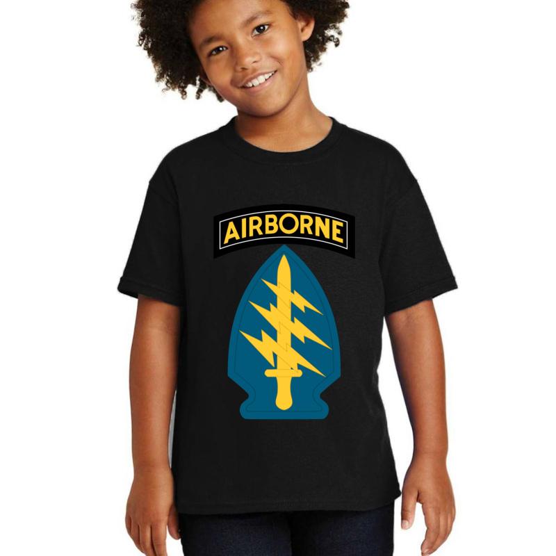 Airborne Army Special Forces Insignia Youth T-Shirt Boy Black