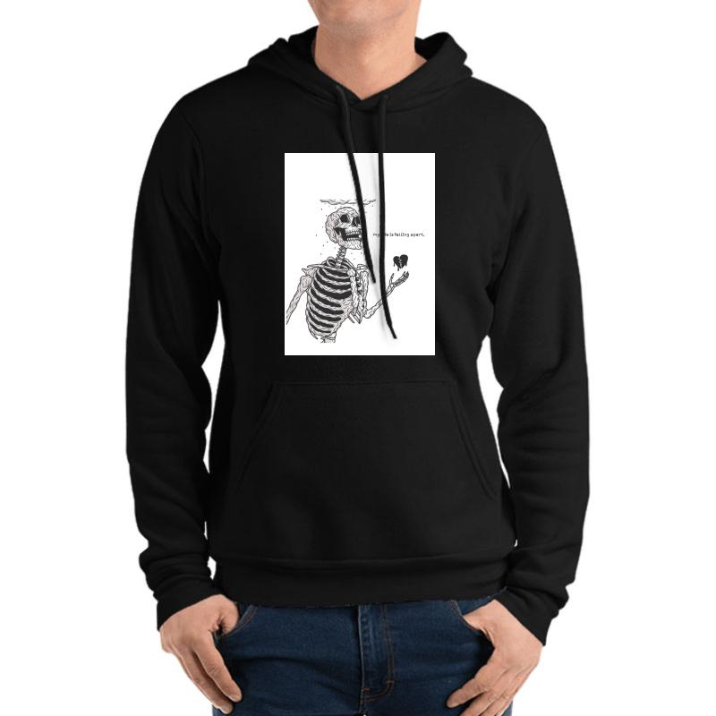 Toxic Bone My Life Is Falling Apart -Skeleton Unisex Hooded Sweatshirt Men Black