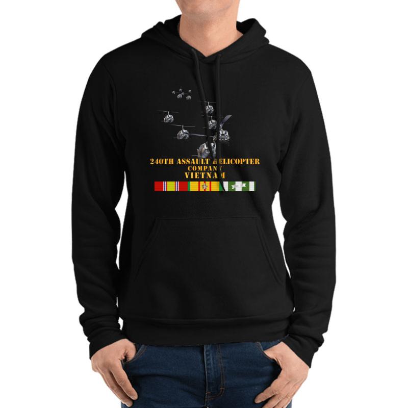 Army - 240Th Assault Helicopter Co W Vn Svc Unisex Hooded Sweatshirt Men Black