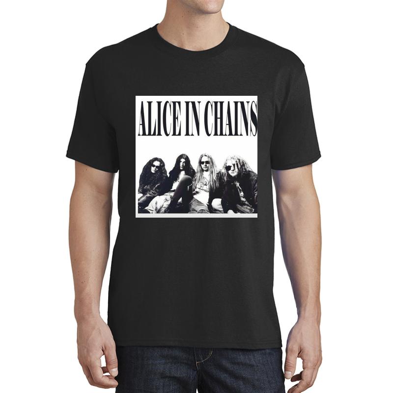 Alice In Chains Vintage B&W Unisex T-Shirt Men Black