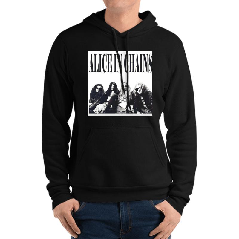 Alice In Chains Vintage B&W Unisex Hooded Sweatshirt Men Black