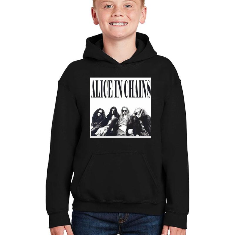 Alice In Chains Vintage B&W Youth Hooded Sweatshirt Boy Black