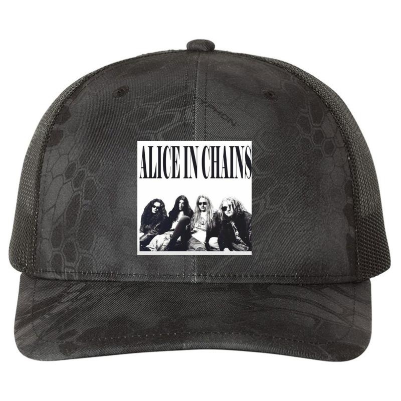 Alice In Chains Vintage B&W Richardson Premium Trucker Snapback Cap  Kryptek Typhon Black