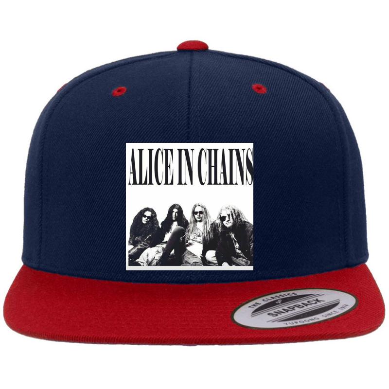 Alice In Chains Vintage B&W Premium Flat Bill Snapback Cap  Navy