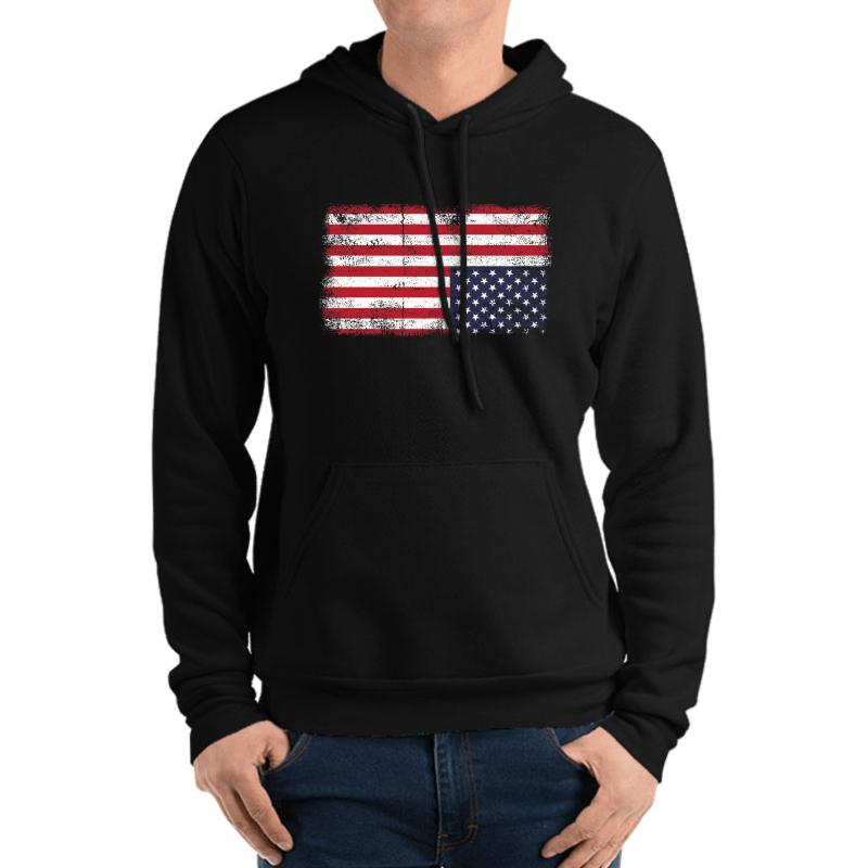 Upside Down American Flag Distress United States Usa Unisex Hooded Sweatshirt Men Black