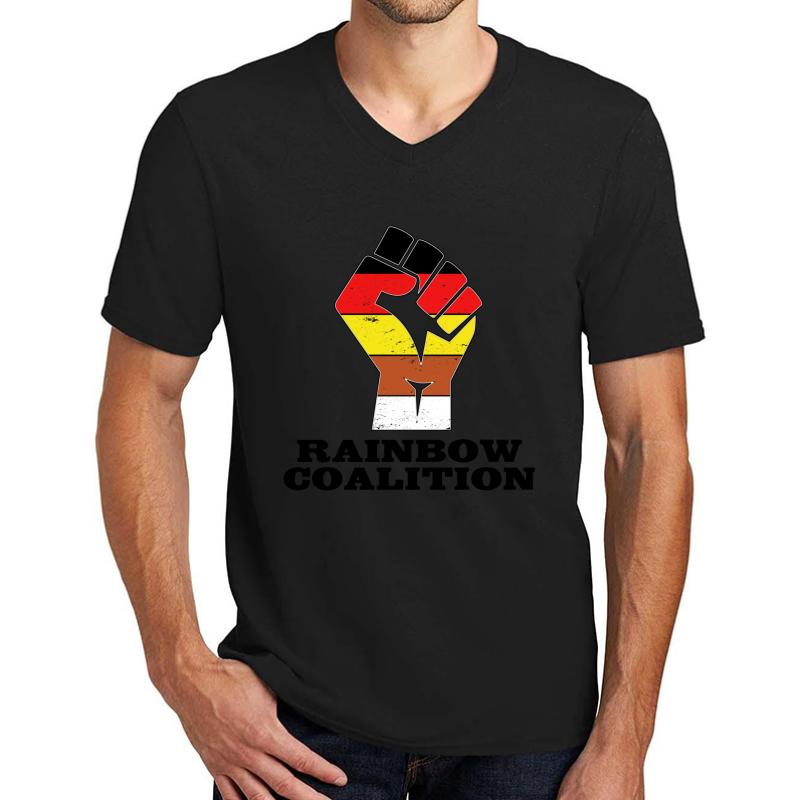 Updated Retro Vintage Rainbow Coalition Logo - Chicago 1969 Unisex V-Neck T-Shirt Men Black