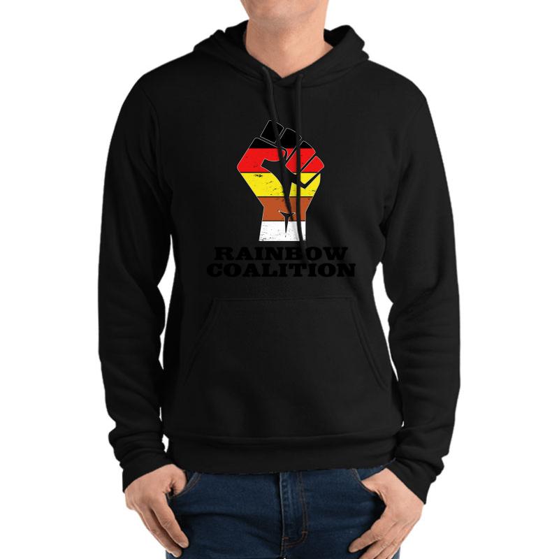 Updated Retro Vintage Rainbow Coalition Logo - Chicago 1969 Unisex Hooded Sweatshirt Men Black