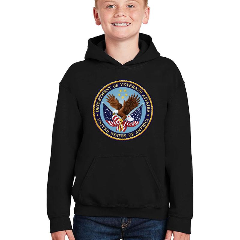 The Seal For The United States Department Of Veteran Affairs Youth Hooded Sweatshirt Boy Black