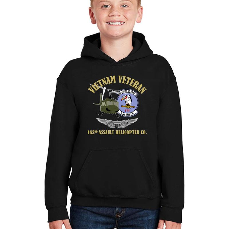 162Nd Assault Helicopter - Vietnam Veteran Youth Hooded Sweatshirt Boy Black