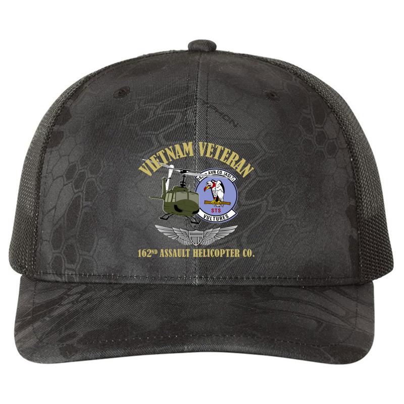 162Nd Assault Helicopter - Vietnam Veteran Richardson Premium Trucker Snapback Cap  Kryptek Typhon Black