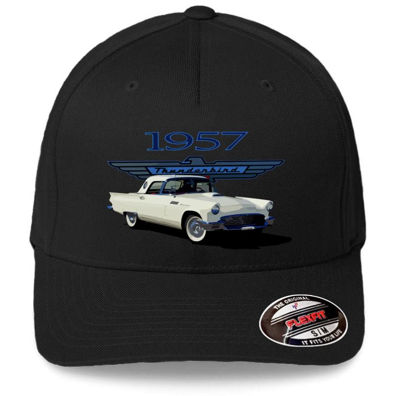 1957 Ford Thunderbird Flexfit Baseball Cap  Black