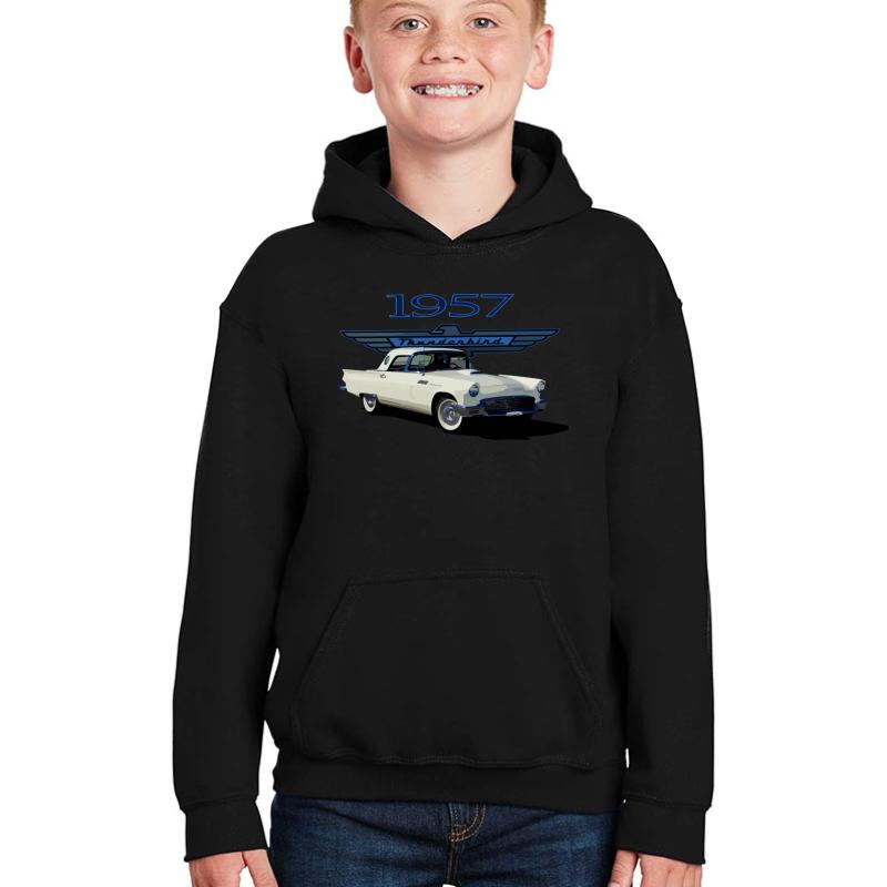 1957 Ford Thunderbird Youth Hooded Sweatshirt Boy Black