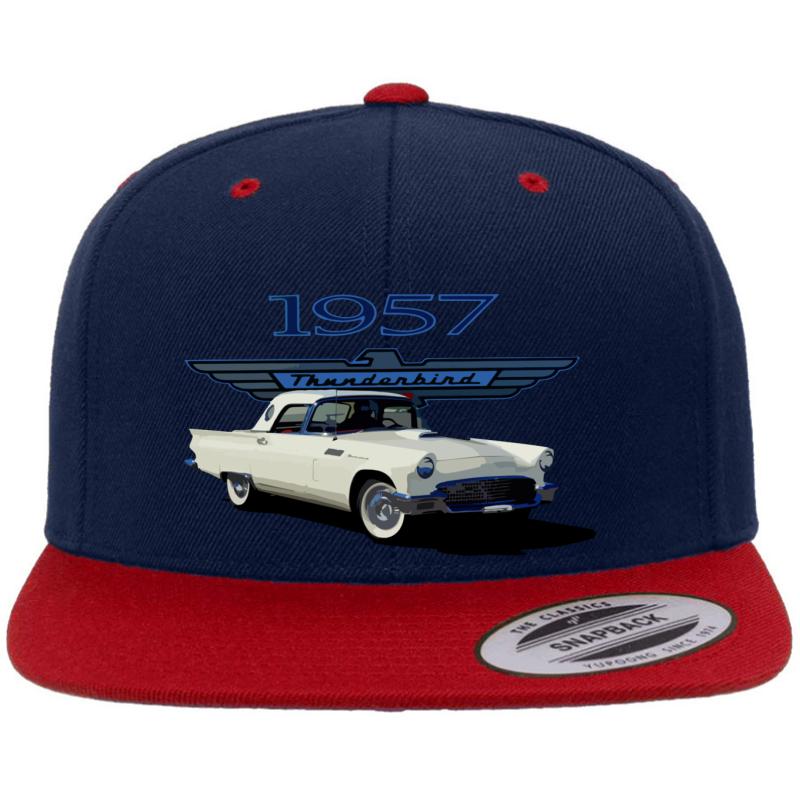 1957 Ford Thunderbird Premium Flat Bill Snapback Cap  Navy