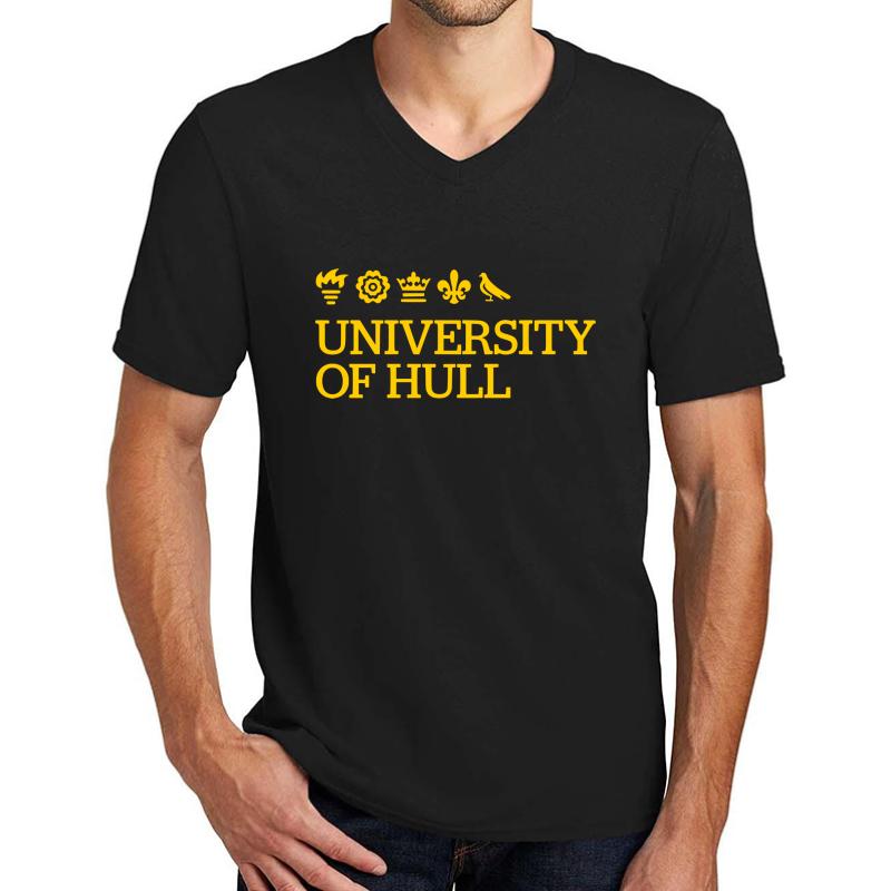 University Of Hull Unisex V-Neck T-Shirt Men Black