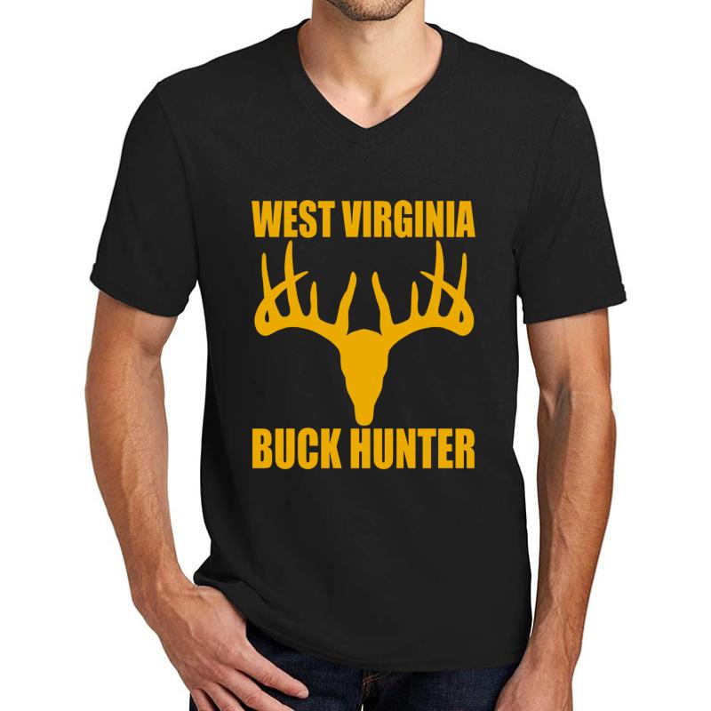 West Virginia Buck Hunter Deer Hunting Wv Outdoors Unisex V-Neck T-Shirt Men Black