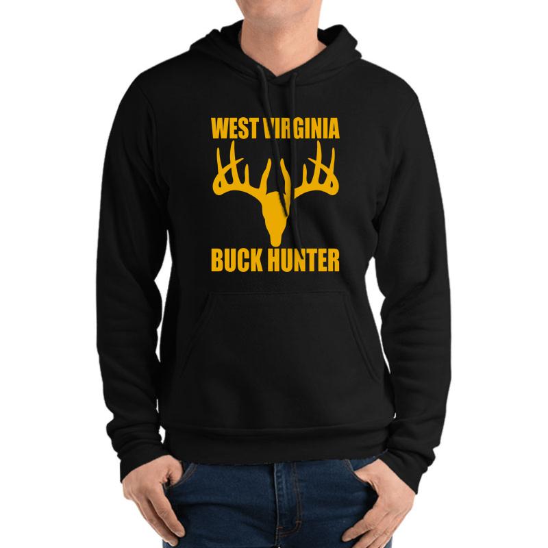 West Virginia Buck Hunter Deer Hunting Wv Outdoors Unisex Hooded Sweatshirt Men Black