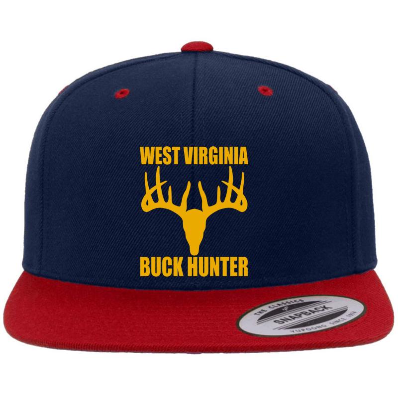 West Virginia Buck Hunter Deer Hunting Wv Outdoors Premium Flat Bill Snapback Cap  Navy