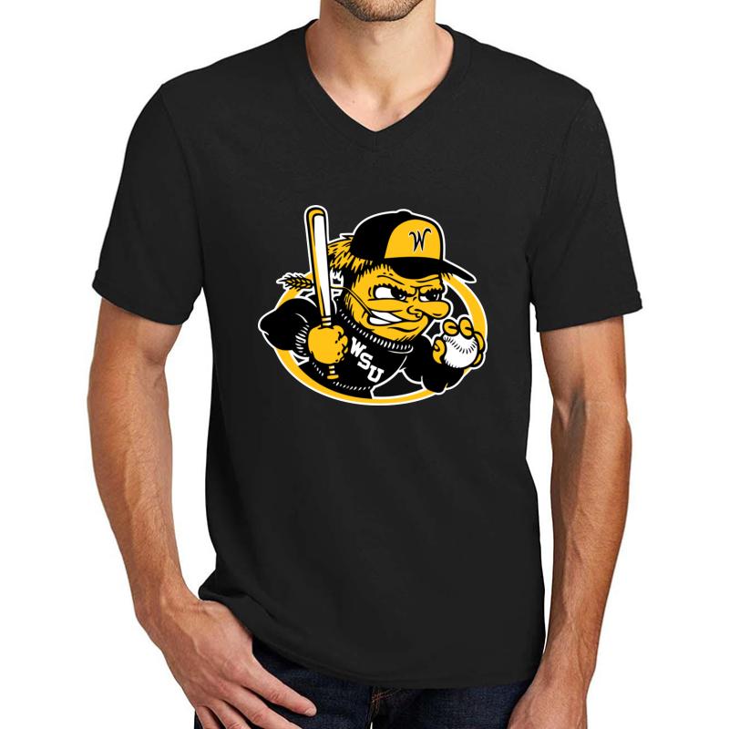 Wichita State Shockers Baseball Unisex V-Neck T-Shirt Men Black