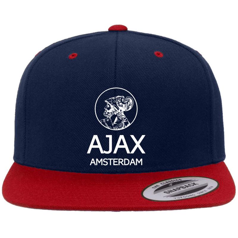 Ajax Amsterdam White Premium Flat Bill Snapback Cap  Navy