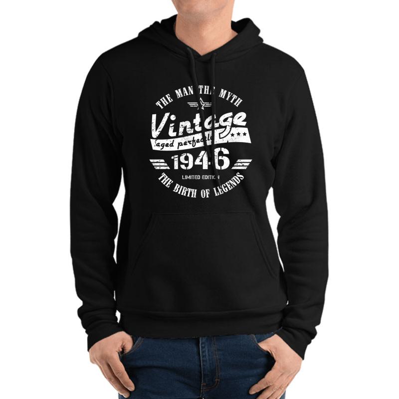 Vintage 1946 - 75Th Birthday Gift For Men Unisex Hooded Sweatshirt Men Black