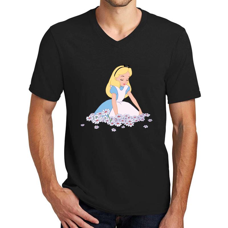 Alice In Wonderland Unisex V-Neck T-Shirt Men Black