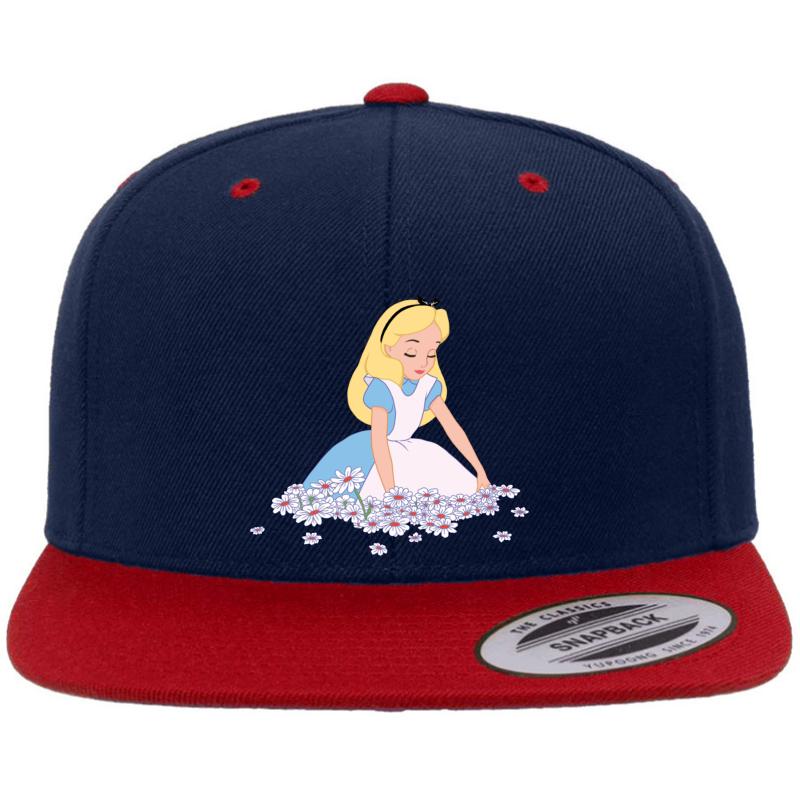 Alice In Wonderland Premium Flat Bill Snapback Cap  Navy