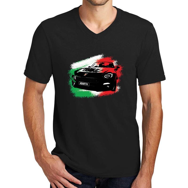 Abarth 124 Spider Unisex V-Neck T-Shirt Men Black