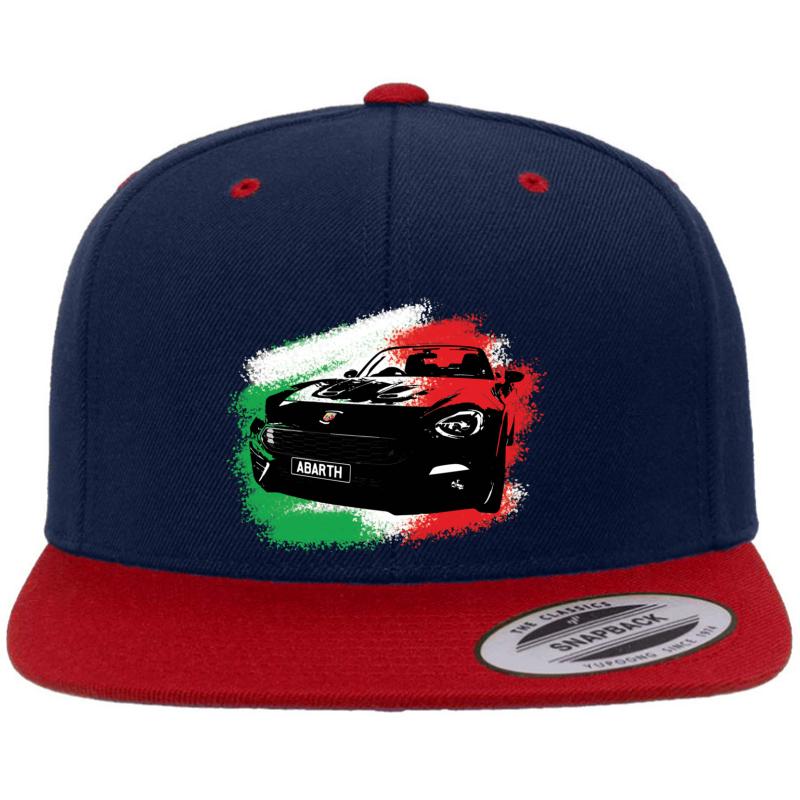 Abarth 124 Spider Premium Flat Bill Snapback Cap  Navy