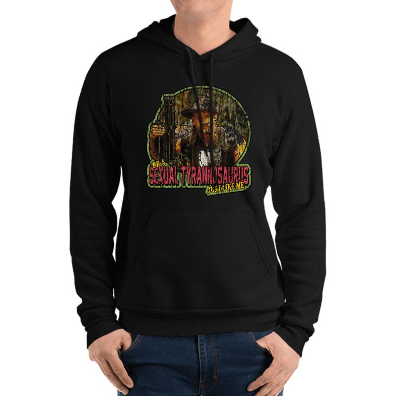 80S Schwarzenegger Classic Predator Blain Sexual Tyrannosaurus Vintage  Unisex Hooded Sweatshirt Men Black