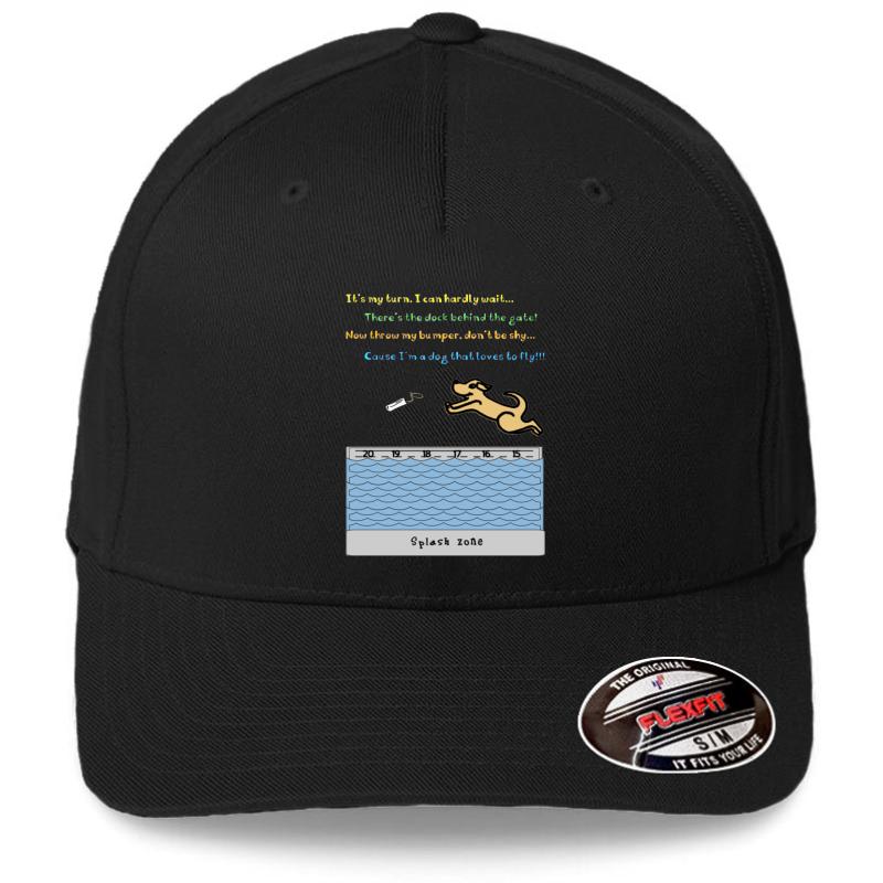 A Dr Seuss Inspired Dock Diving Design Flexfit Baseball Cap  Black