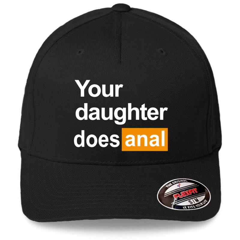 Your Daughter Does Anal Funny Porn Hub Logo Flexfit Baseball Cap  Black