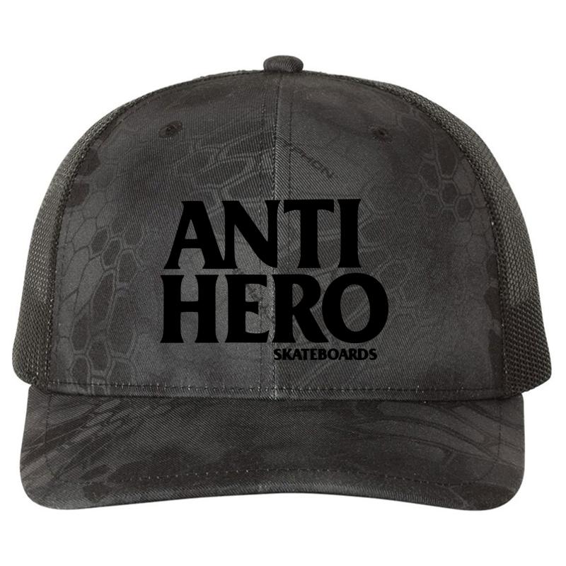 Anti Hero Skateboards Richardson Premium Trucker Snapback Cap  Kryptek Typhon Black