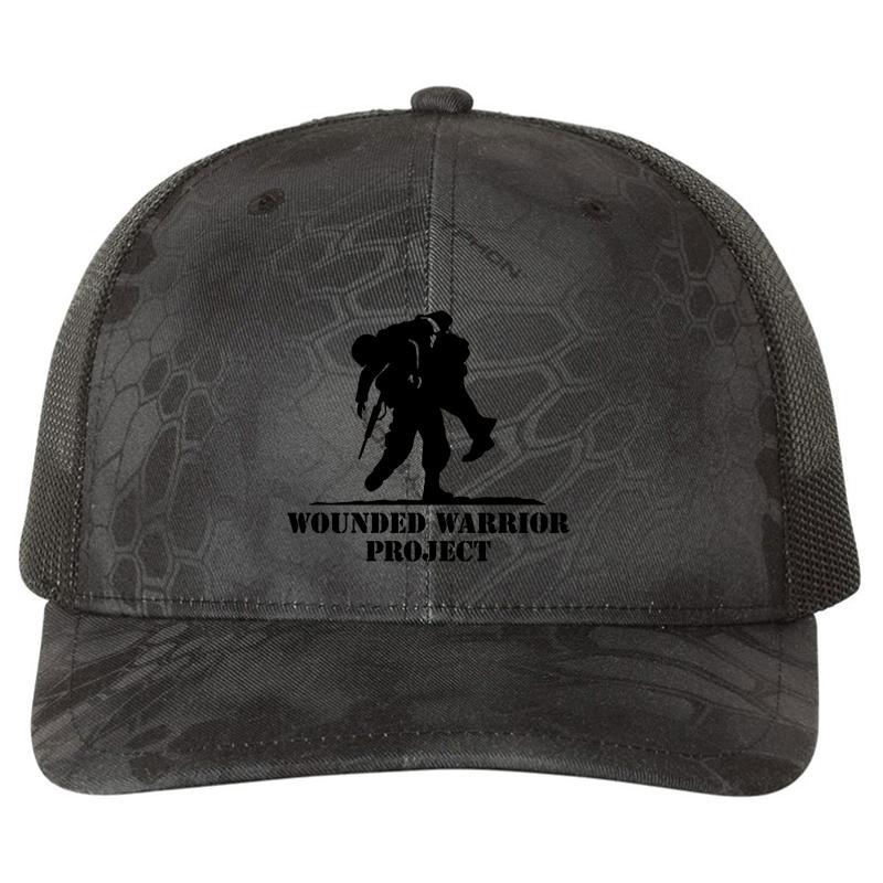 Wounded Warrior Project Men's Richardson Premium Trucker Snapback Cap  Kryptek Typhon Black