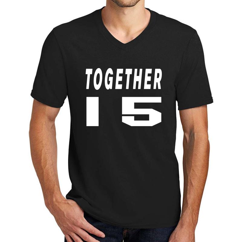 15 Year Anniversary Gift For Him Unisex V-Neck T-Shirt Men Black