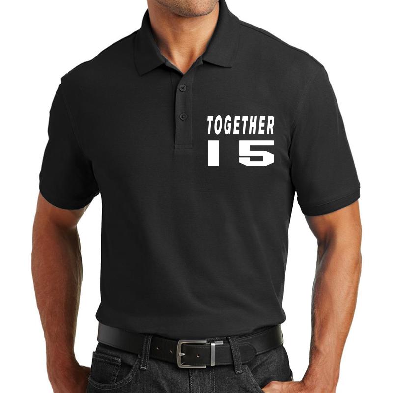 15 Year Anniversary Gift For Him Unisex Polo Jersey Sport Shirt Men Black