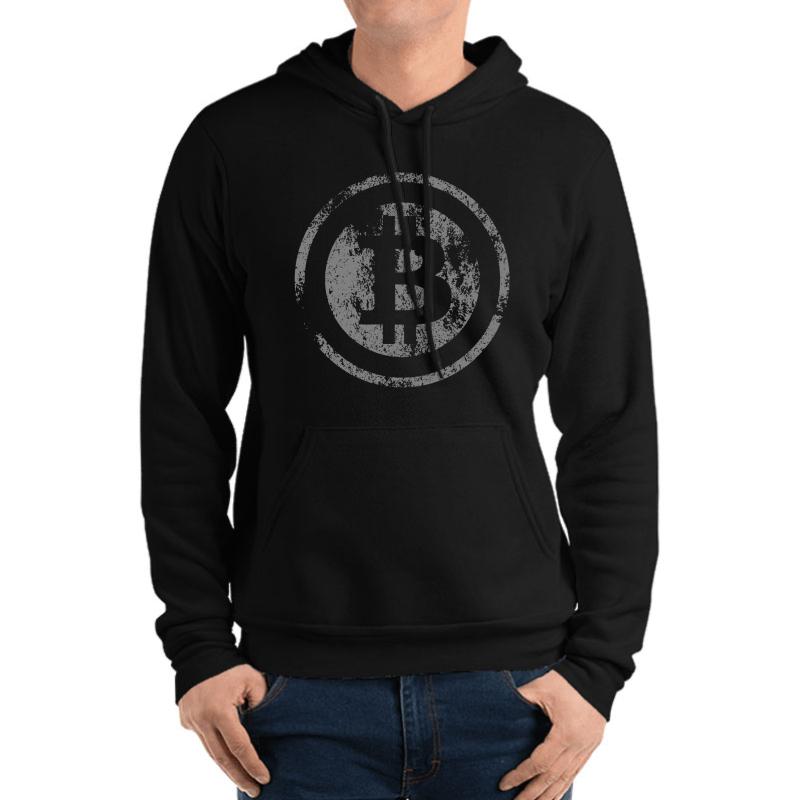 Vintage Bitcoin Logo Unisex Hooded Sweatshirt Men Black