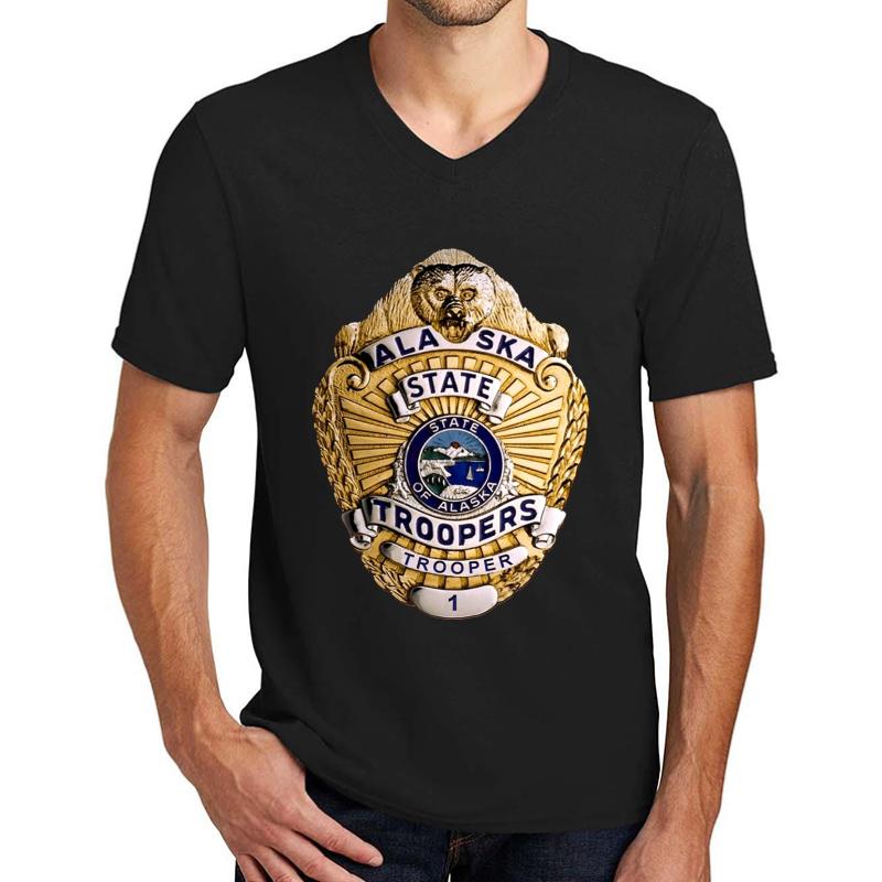 Alaska State Troopers Badge Unisex V-Neck T-Shirt Men Black