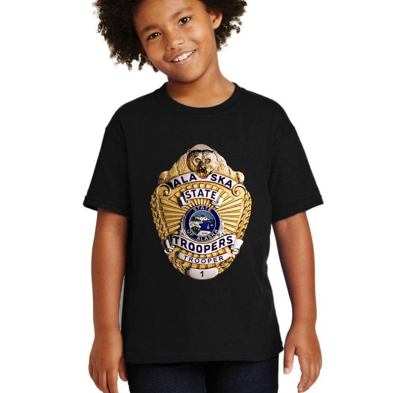 Alaska State Troopers Badge Youth T-Shirt Boy Black