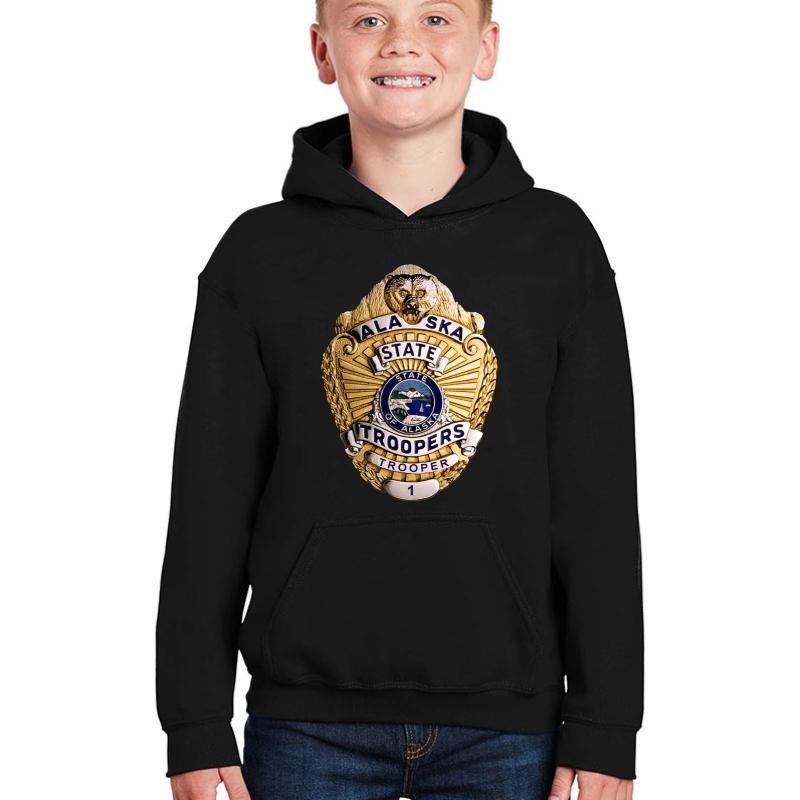 Alaska State Troopers Badge Youth Hooded Sweatshirt Boy Black