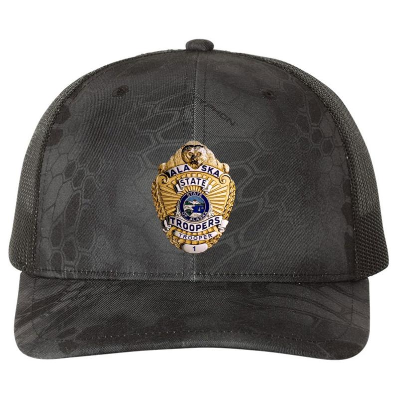 Alaska State Troopers Badge Richardson Premium Trucker Snapback Cap  Kryptek Typhon Black