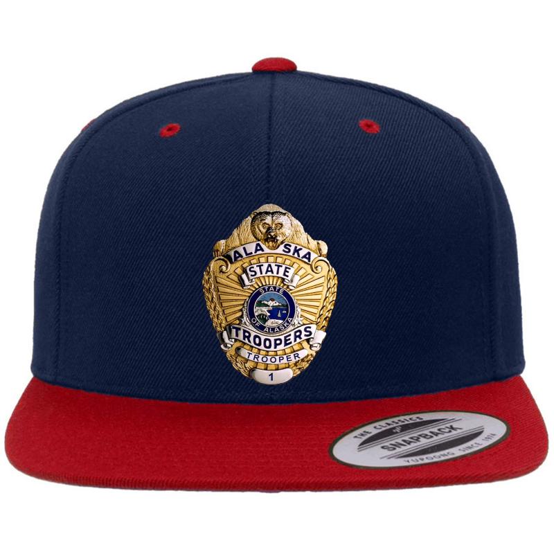 Alaska State Troopers Badge Premium Flat Bill Snapback Cap  Navy