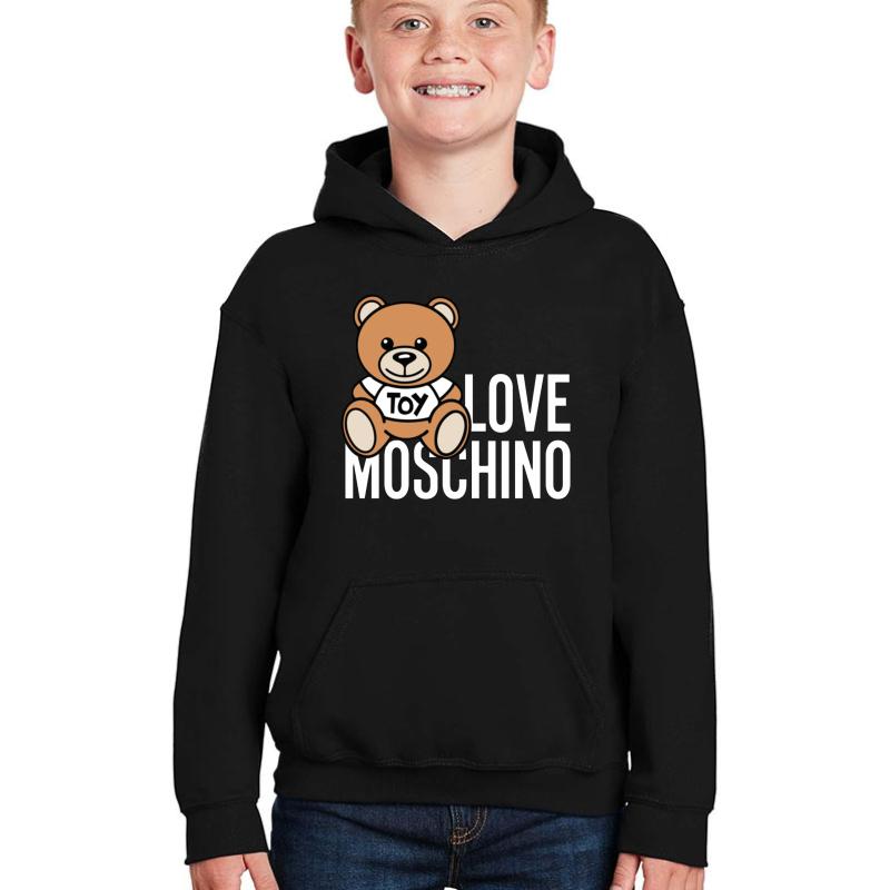 Top Bear Toy - Love Moschino Kids Merch Youth Hooded Sweatshirt Boy Black